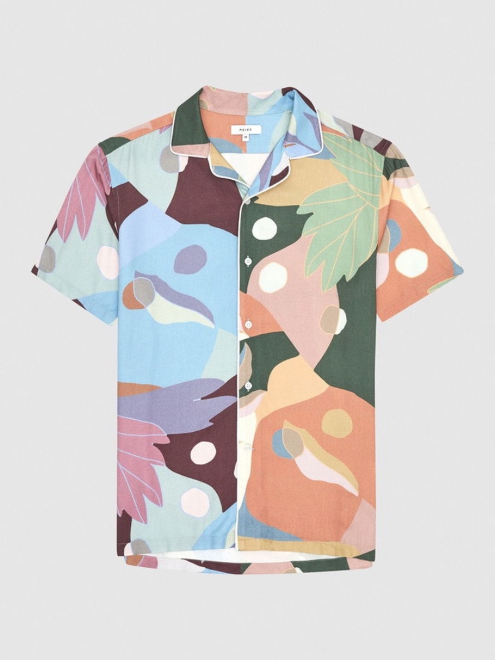 Reiss Kadiz Cuban Collar Shirt – Multicolor Abstract Botanical – Large
